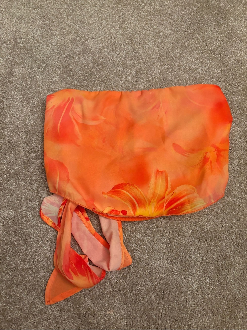 Windsor Mesh Orange Floral Bandeau Tie Back